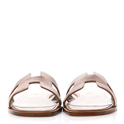 Hermes Box Calfskin Oran Sandals 38 Gold 2 of 8