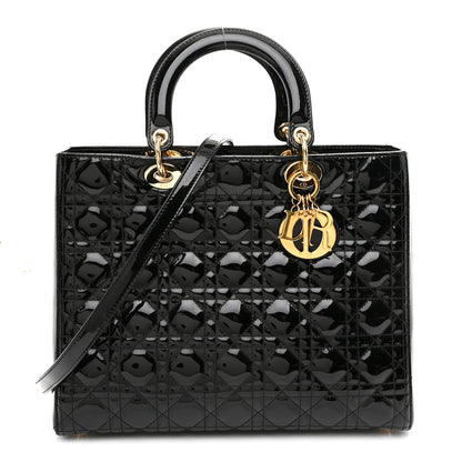 Christian Dior Patent Cannage Large Lady Dior Black 1 of 10