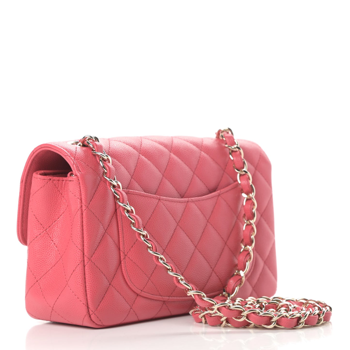 Caviar Quilted Mini Rectangular Flap Dark Pink