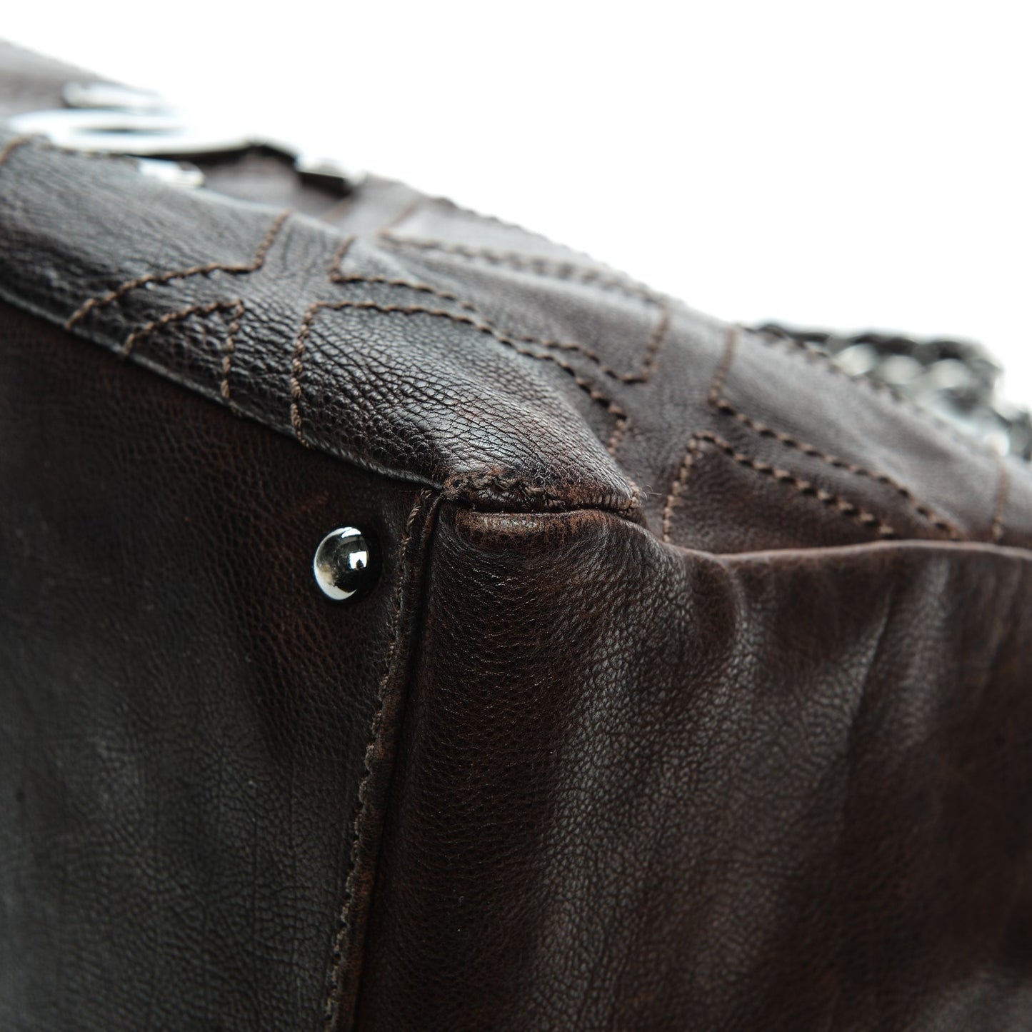 Calfskin Large Diamond Stitch Tote Brown