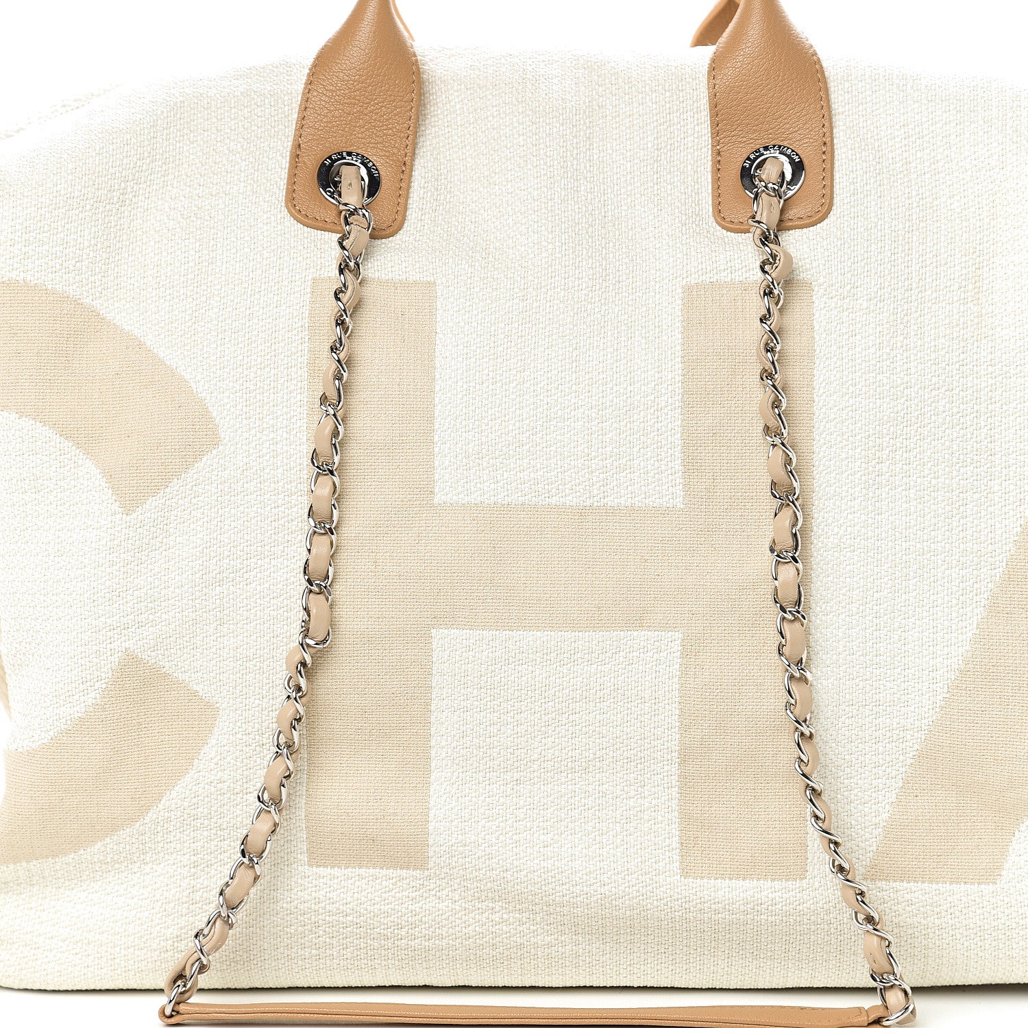 Chanel Canvas Maxi Bowling Bag White Beige 9 of 9