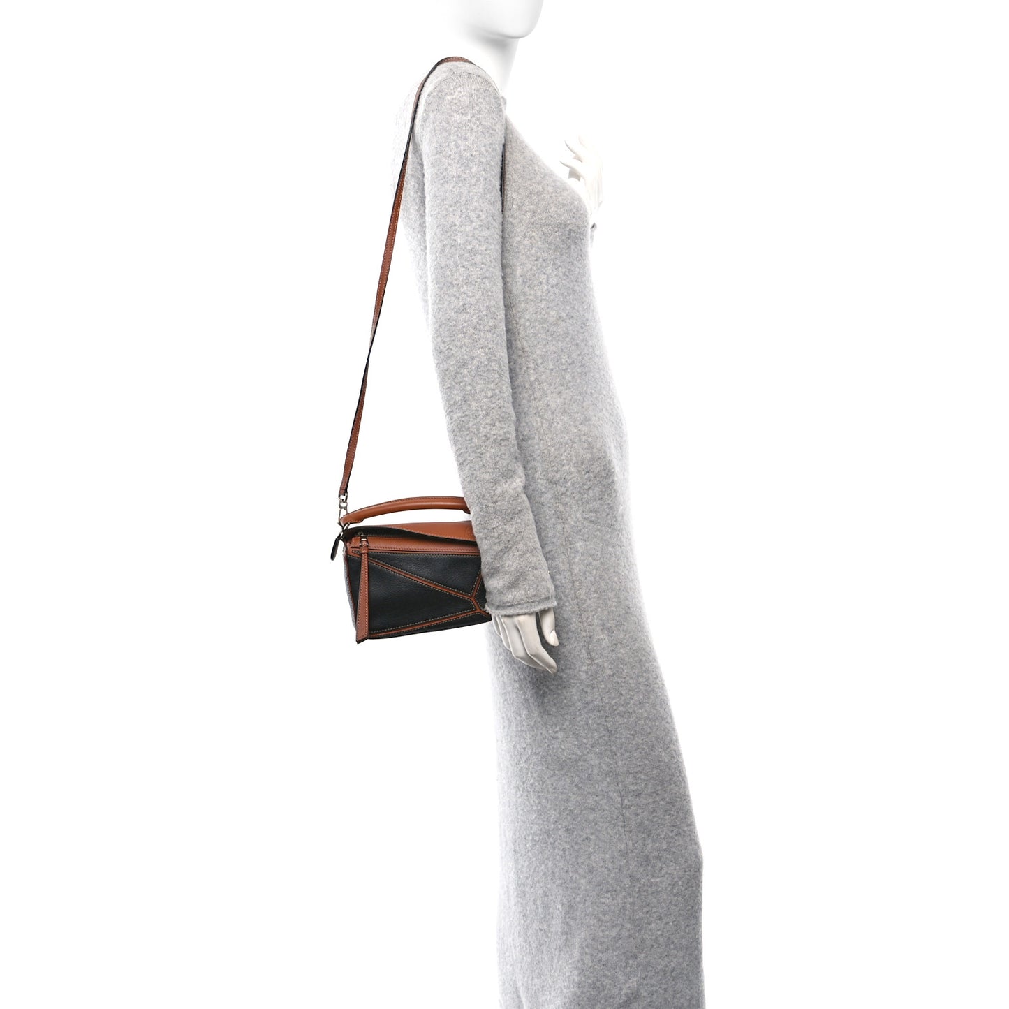 Calfskin Mini Puzzle Bag Tan Black