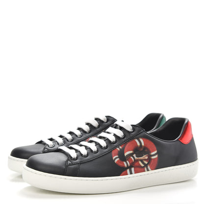 Gucci Calfskin Kingsnake Mens Ace Sneakers 8 Black Multicolor 2 of 11