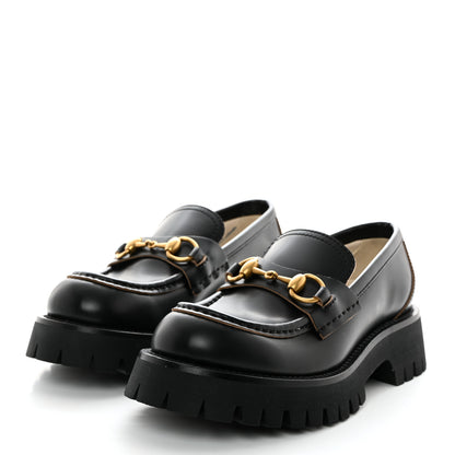 Gucci Cordovan Lux Womens Harald Horsebit 25mm Platform Loafers 35.5 Black 2 of 9
