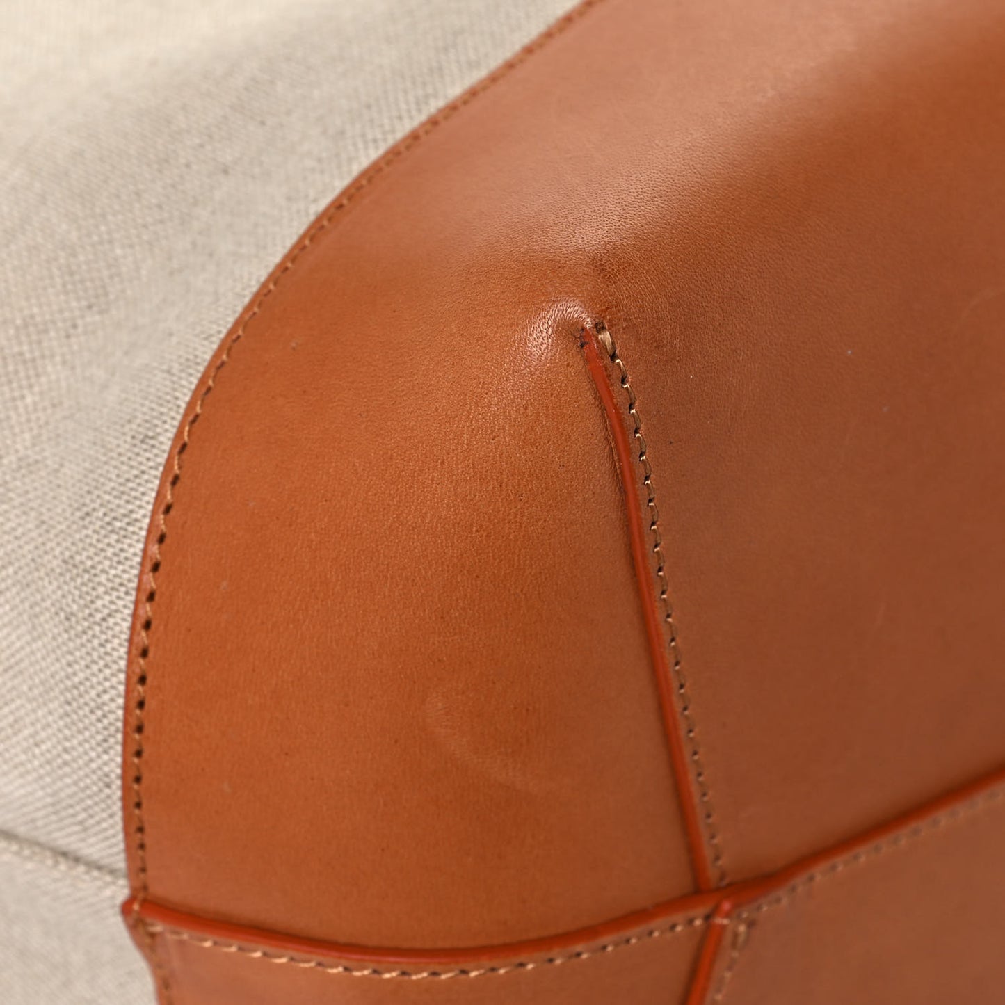 Canvas Calfskin Bucket Bag Creme Cammello