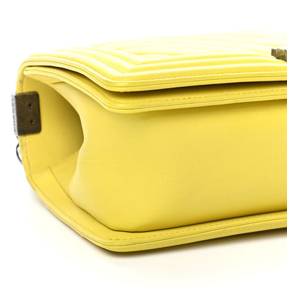 Chanel Calfskin Chevron Quilted Medium Boy Flap Yellow 8 of 9