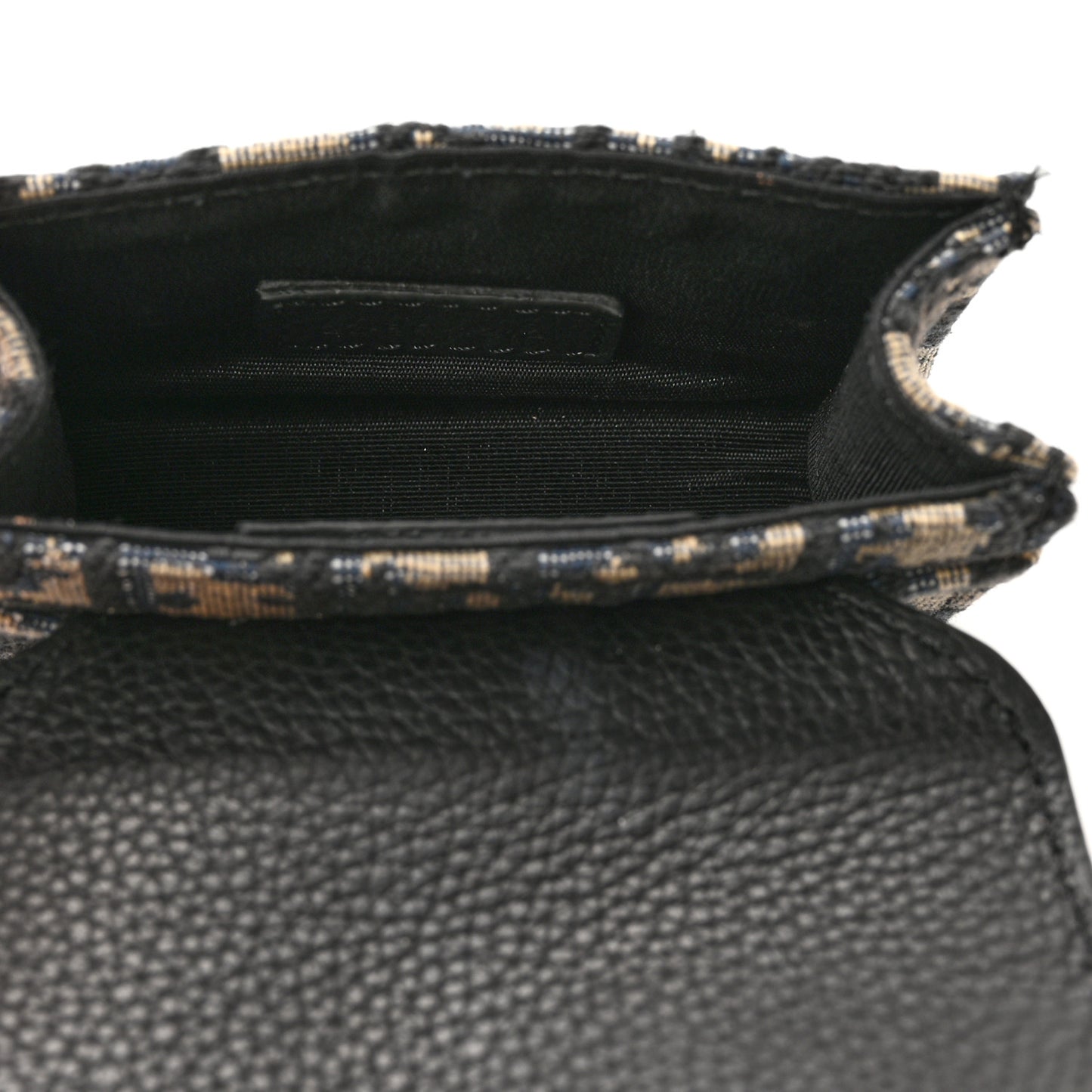 Oblique Grained Calfskin Adjustable Saddle Shoulder Strap With Pouch Black