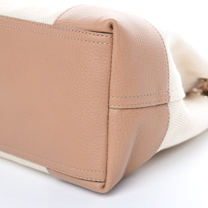 Gucci Linen Canvas Pebbled Calfskin Medium Soho Chain Shoulder Bag White Camelia 9 of 10