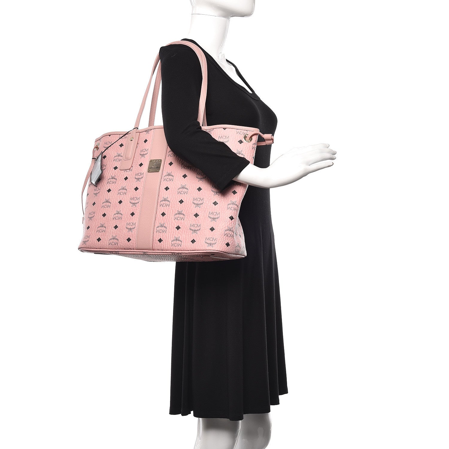 MCM Visetos Medium Liz Reversible Shopper Tote Soft Pink 3 of 17