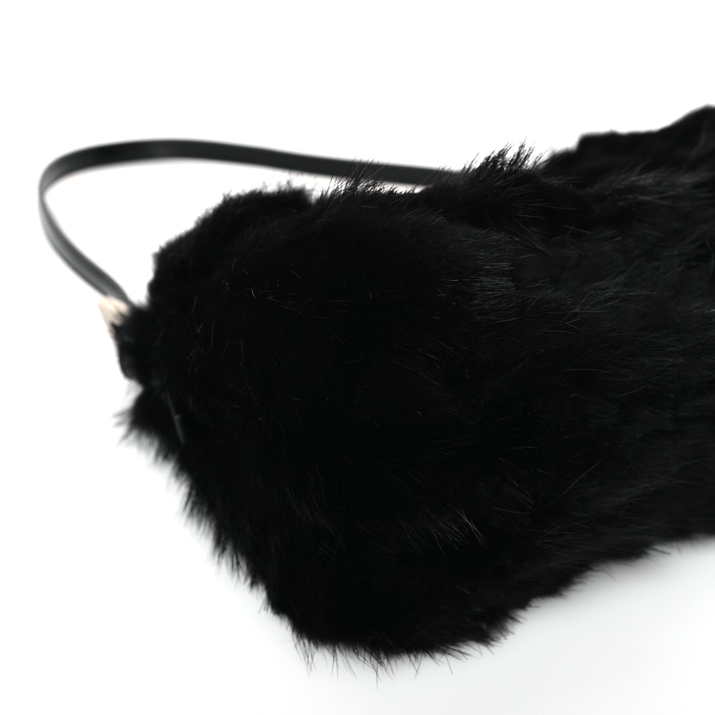Mink Fur FF Mini Mama Baguette Black