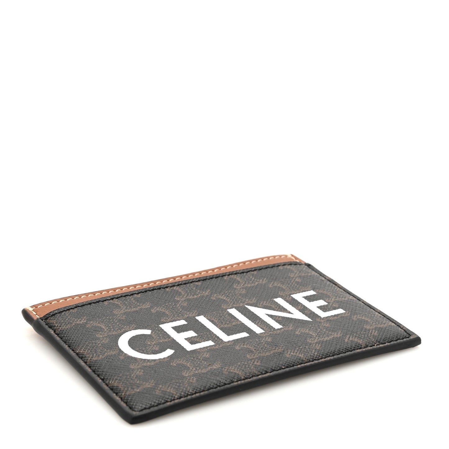 Triomphe Canvas Card Holder Multicolor Tan
