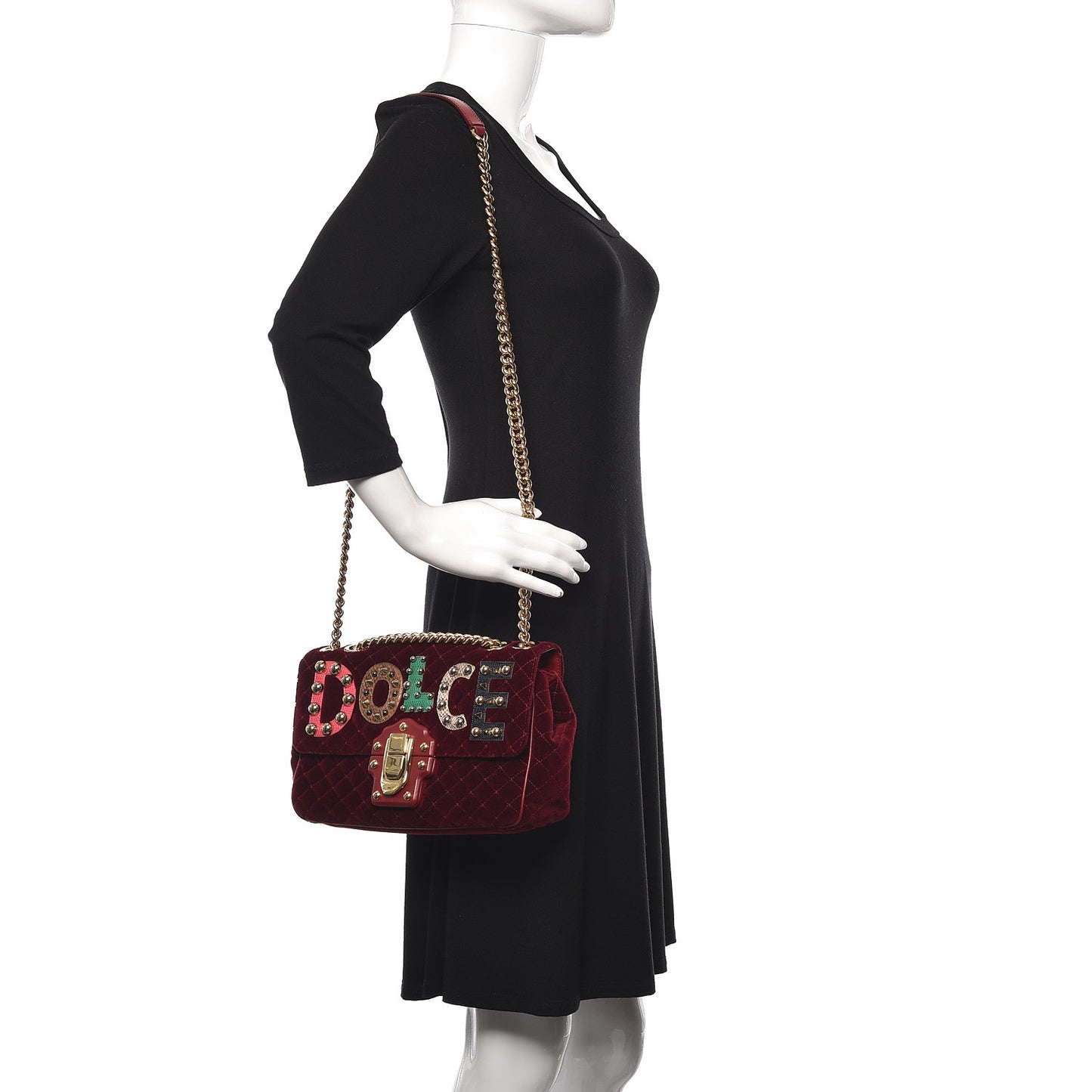 Velvet Watersnake Embellished Lucia Shoulder Bag Dark Purple