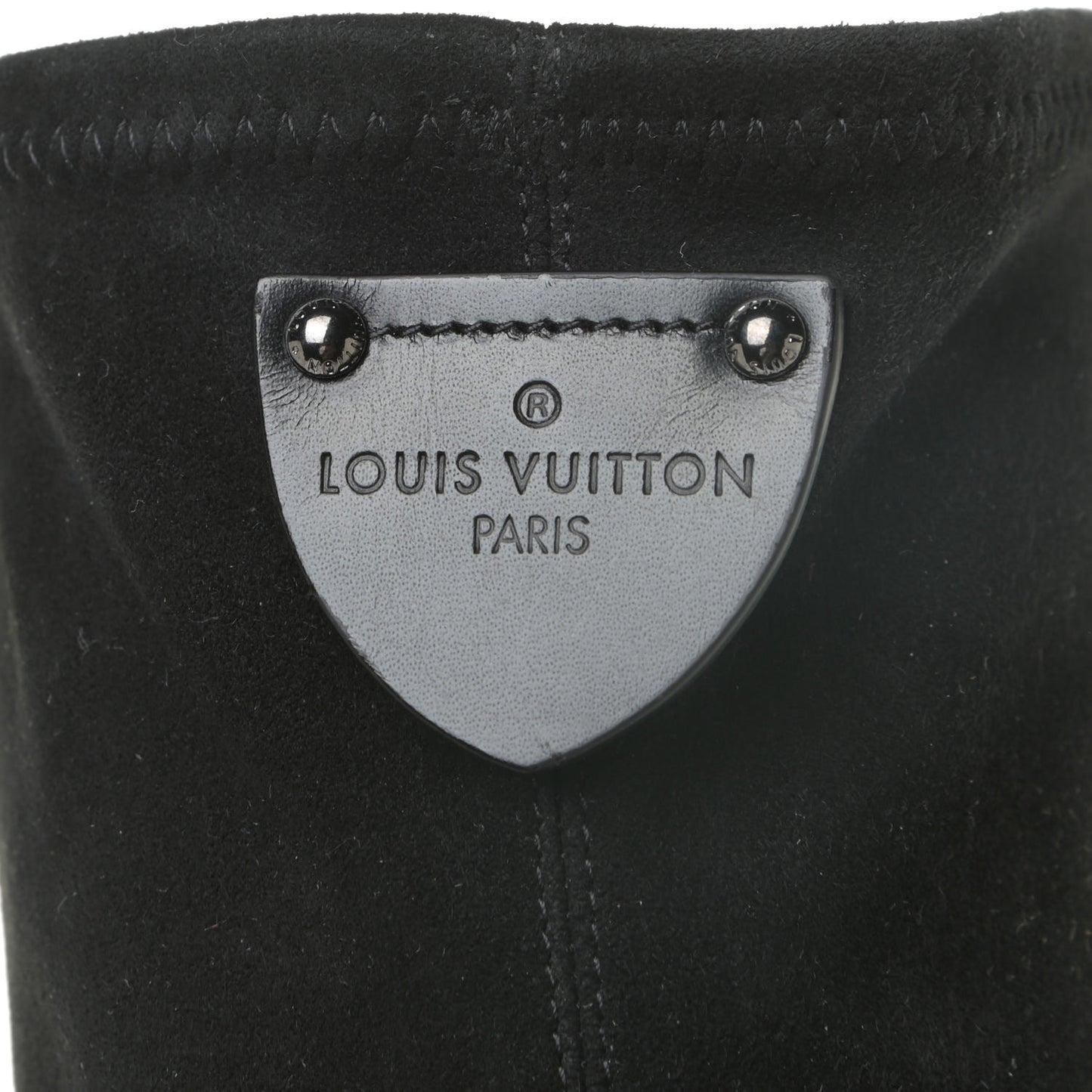 Suede Calfskin Monogram Podium Platform Thigh Boots 37.5 Black