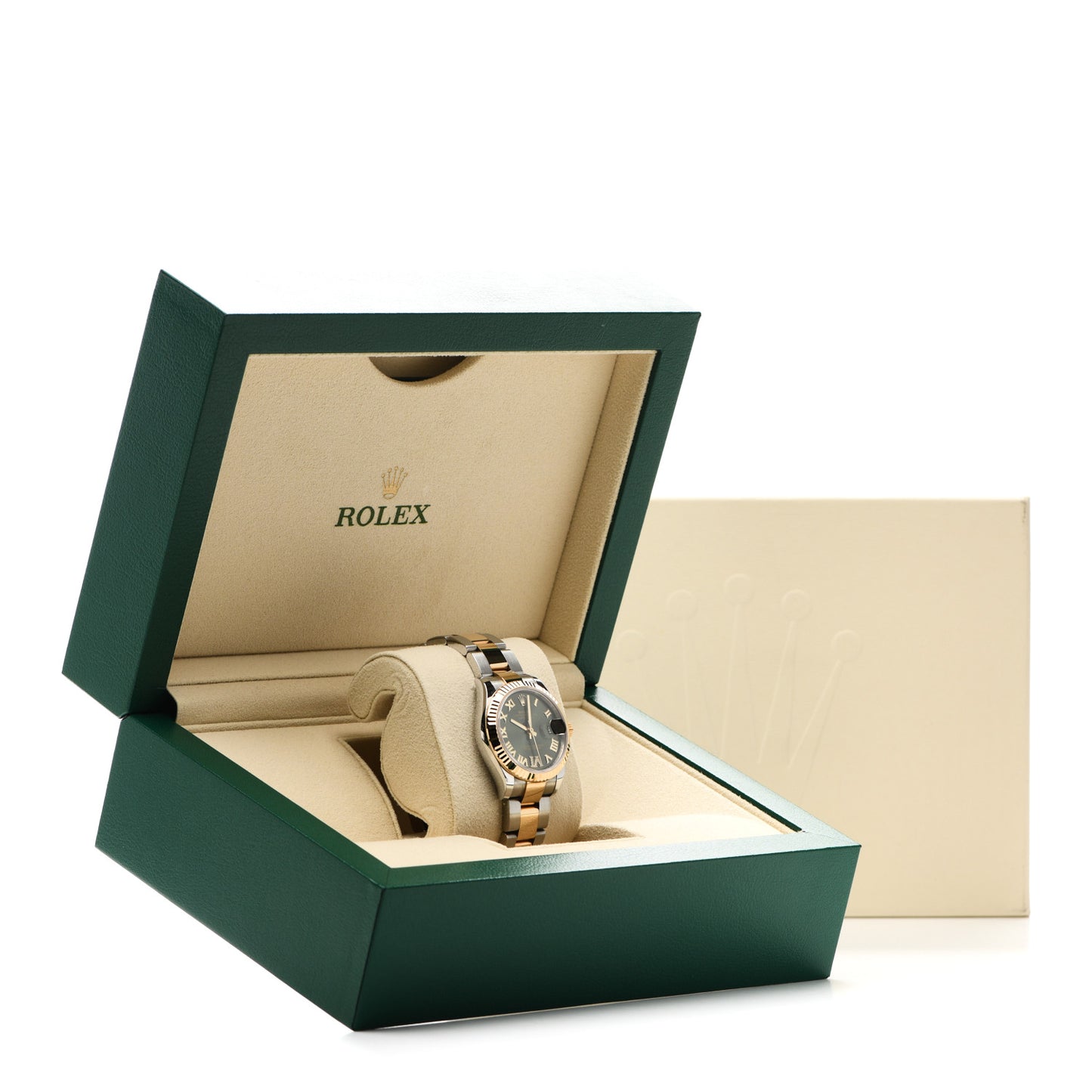 Stainless Steel 18K Yellow Gold Diamond 31mm Oyster Perpetual Datejust Watch Olive Green Roman 278273