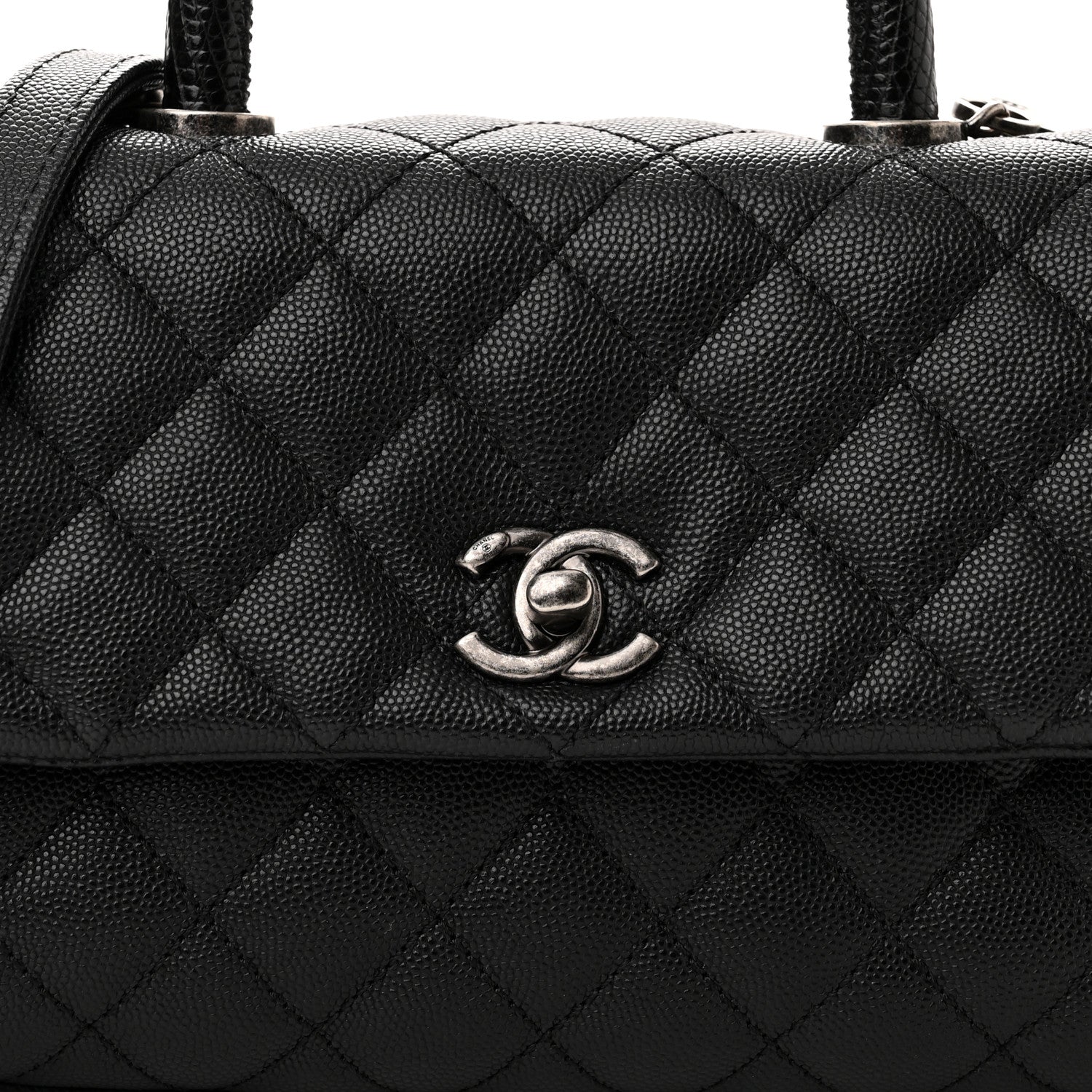 Chanel Caviar Lizard Embossed Quilted Mini Coco Handle Flap Black 8 of 12