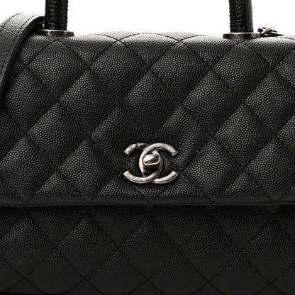 Chanel Caviar Lizard Embossed Quilted Mini Coco Handle Flap Black 8 of 12