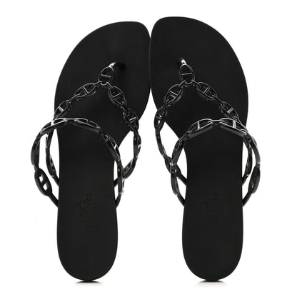 Hermes Rubber Chaine d'Ancre Island Sandals 39 Black 2 of 9