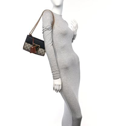 Gucci GG Supreme Monogram Calfskin Small Padlock Shoulder Bag Beige Black Cuir 3 of 11