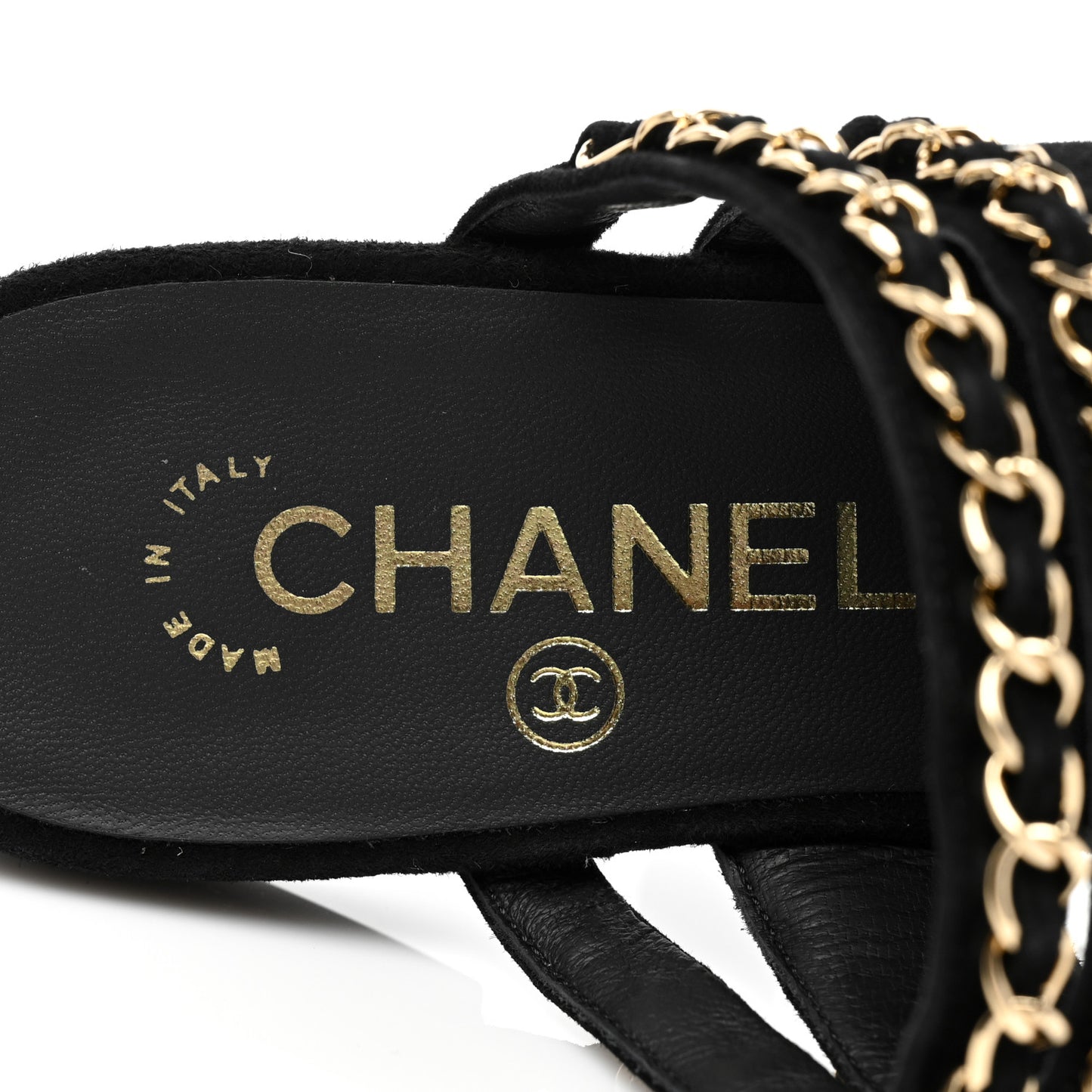 Suede Chain Mule Sandals 36 Black