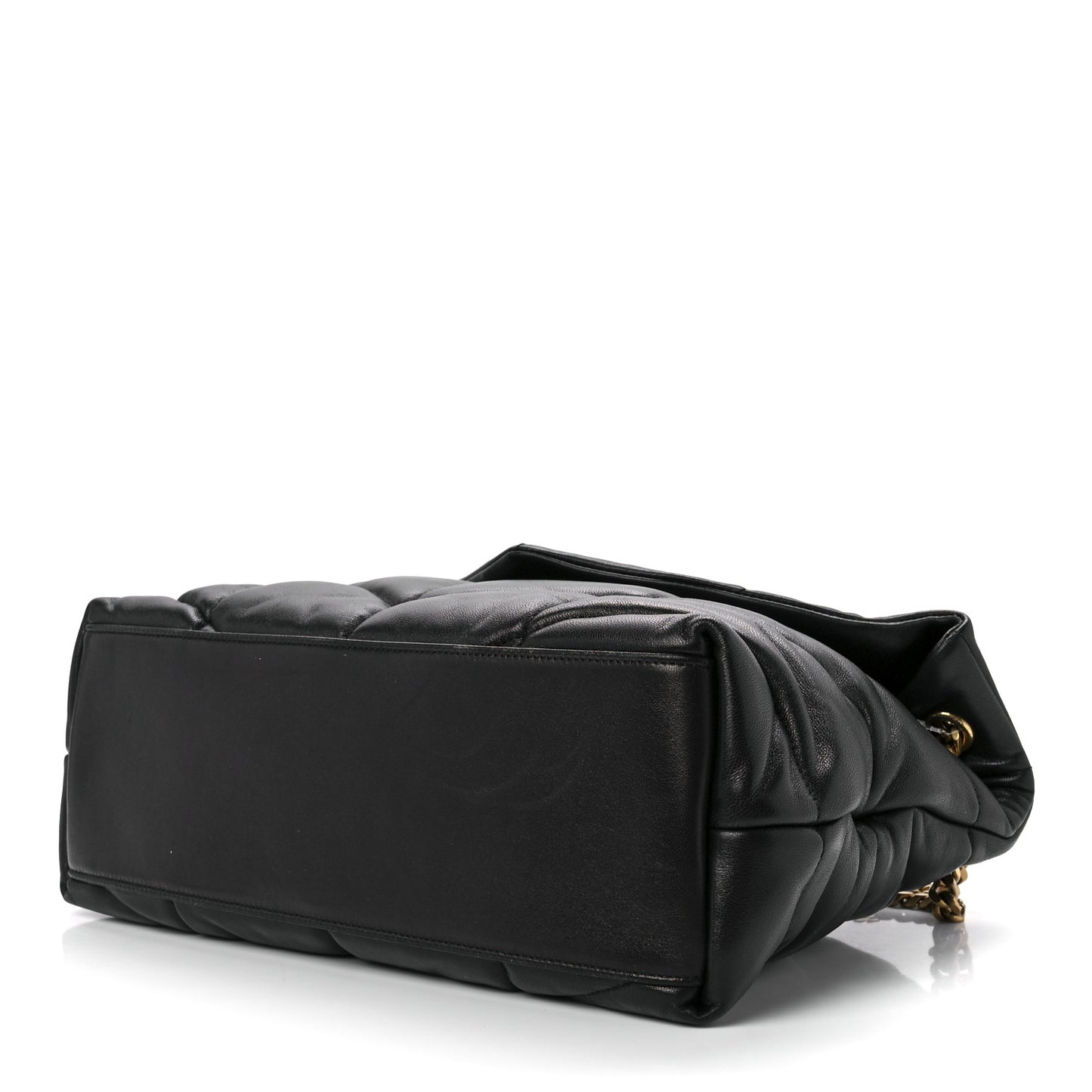 Lambskin Quilted Medium Loulou Puffer Monogram Chain Satchel Black
