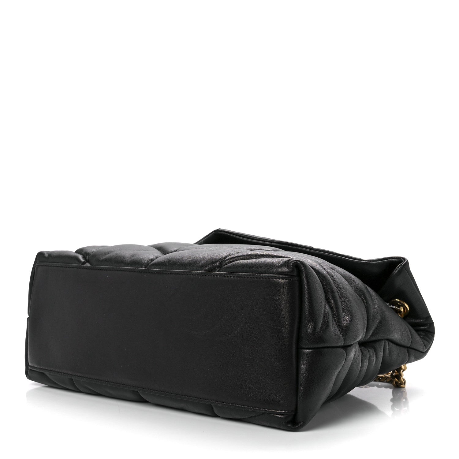 Saint Laurent Lambskin Quilted Medium Loulou Puffer Monogram Chain Satchel Black 9 of 11