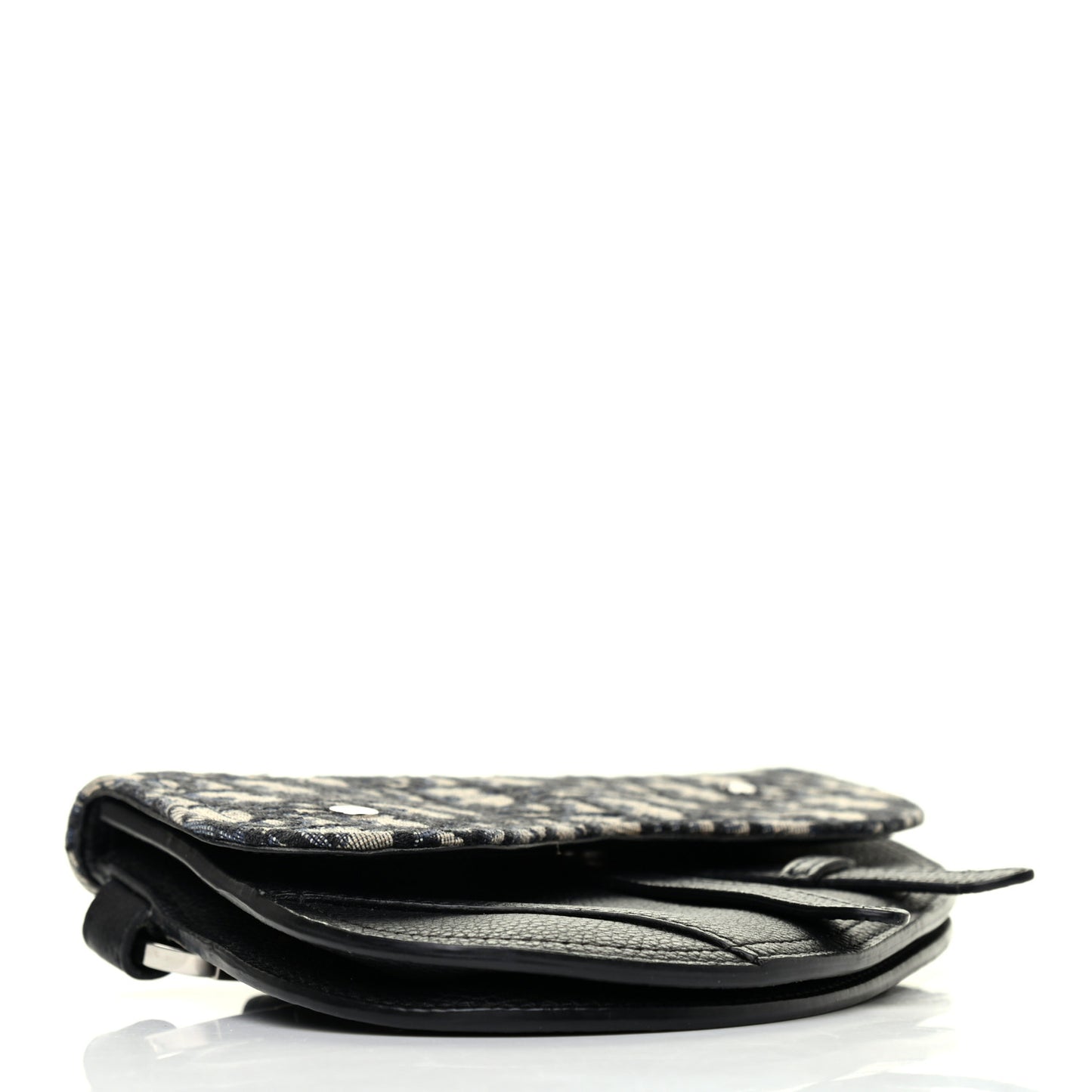 Grained Calfskin Oblique Saddle Wristlet Blue