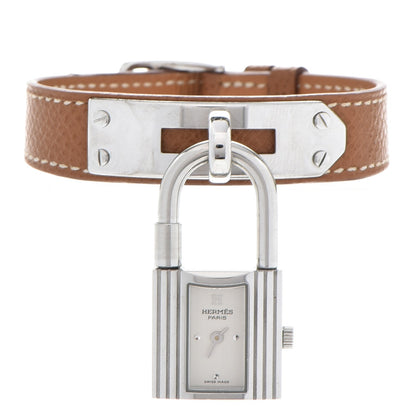 Hermes Stainless Steel Courchevel 20mm Kelly Cadena Quartz Watch Gold 1 of 8