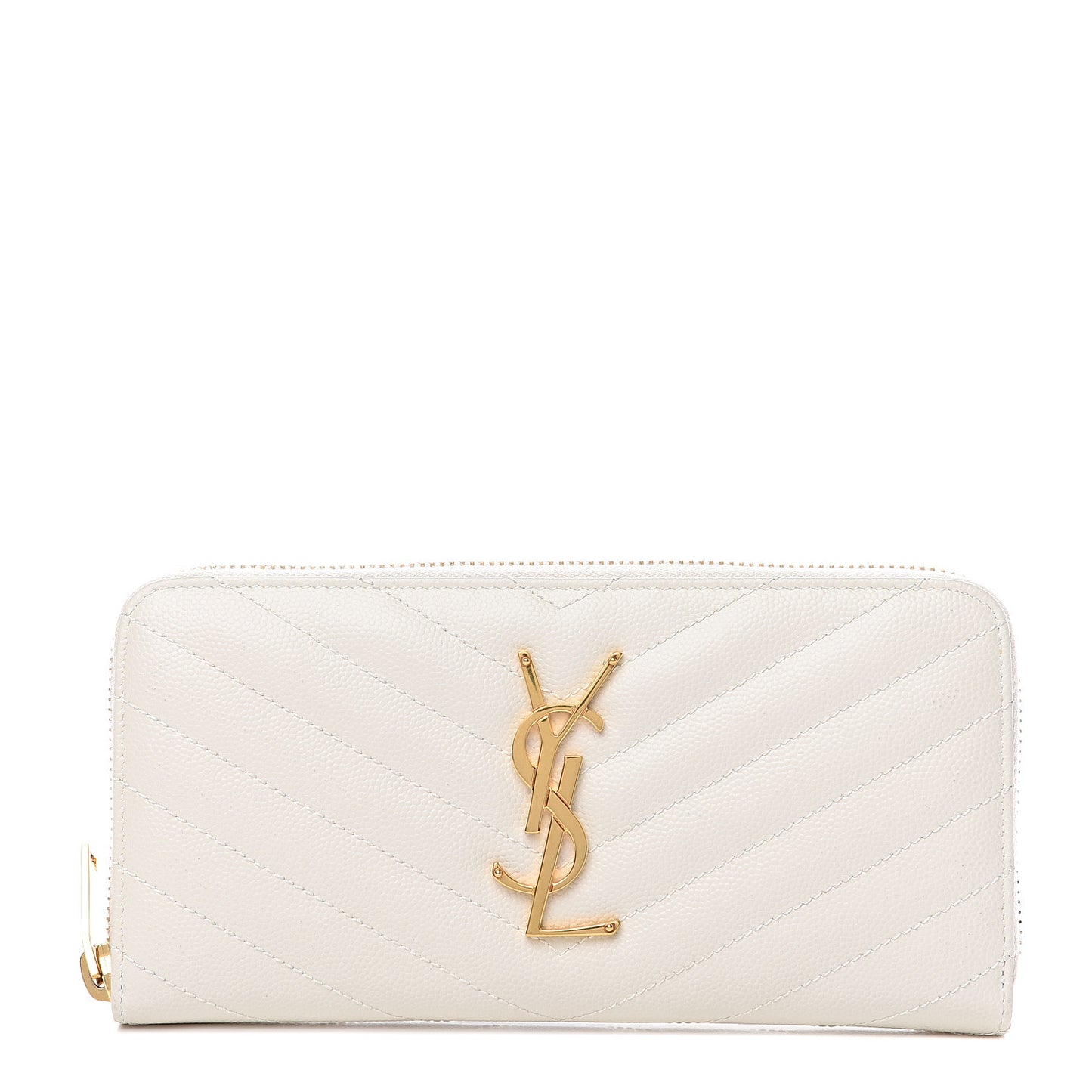 Grain De Poudre Matelasse Chevron Monogram Zip Around Wallet Porcellana