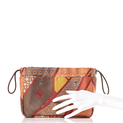 Hermes Silk Barenia Carre en Cravates Fourbi 25 MM Pouch Flamingo Pink Deer Brown 2 of 10