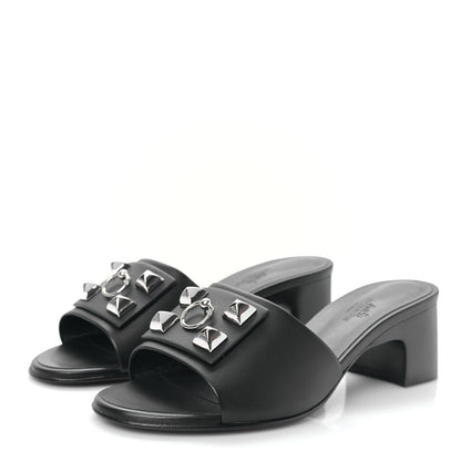 Hermes Calfskin Dreamy Sandals 37 Black 3 of 9