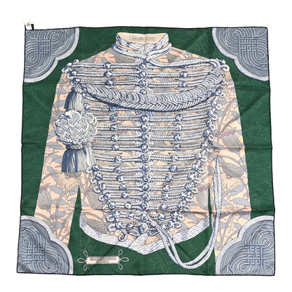 Hermes Carre Double Face Brandebourgs Scarf 90 Vert Poudre Blue 2 of 4