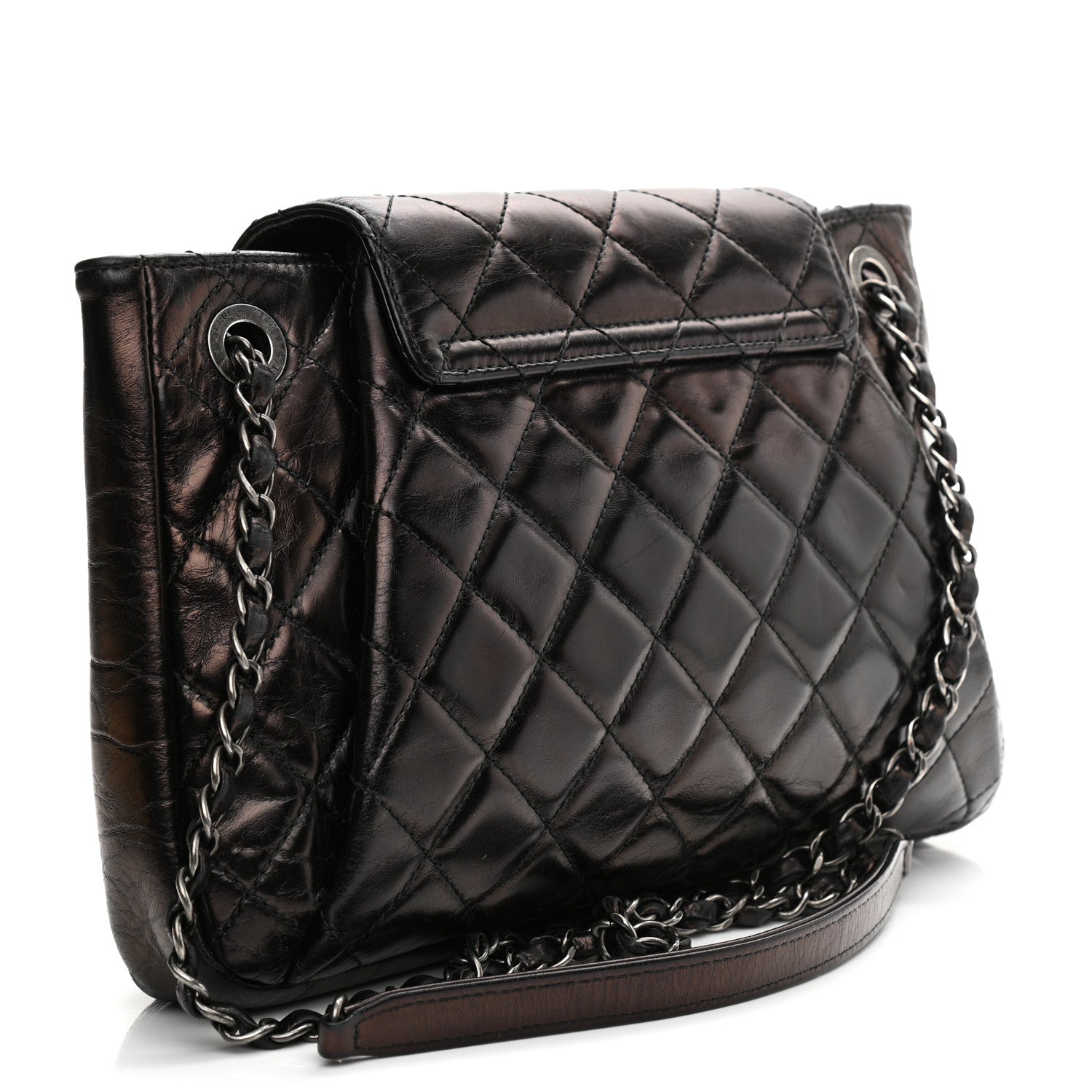 Chanel Glazed Calfskin Quilted Accordion Flap Black 4 of 9
