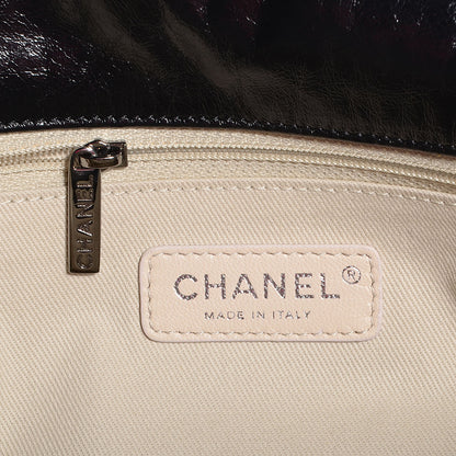 Chanel Glazed Goatskin Double Stitch Accordion Flap Black 6 of 7