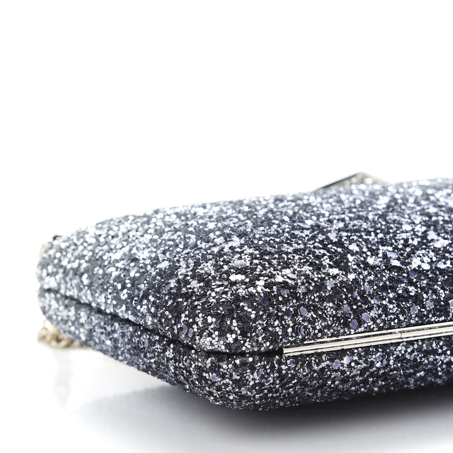 Coarse Glitter Ellipse Clutch Navy Silver