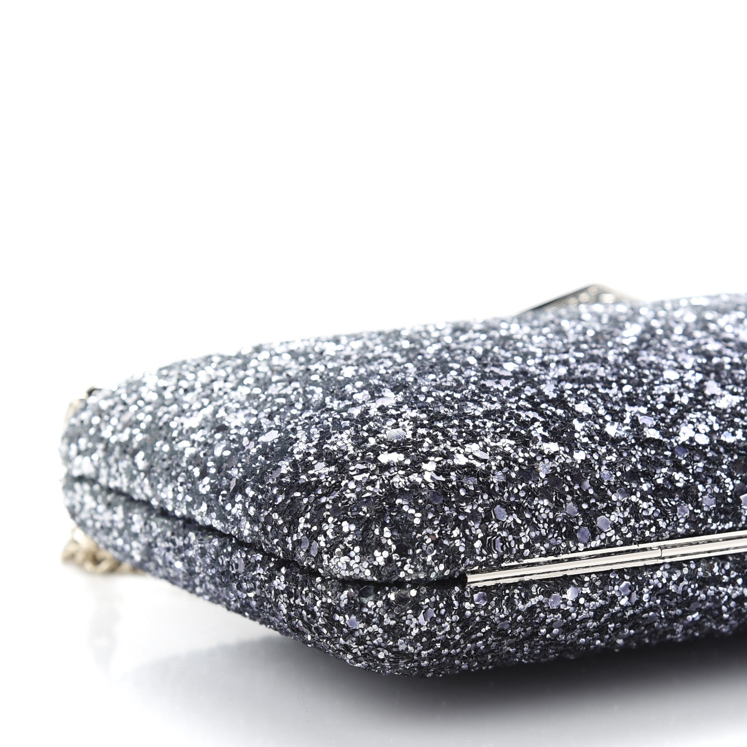 Jimmy Choo Coarse Glitter Ellipse Clutch Navy Silver 7 of 8