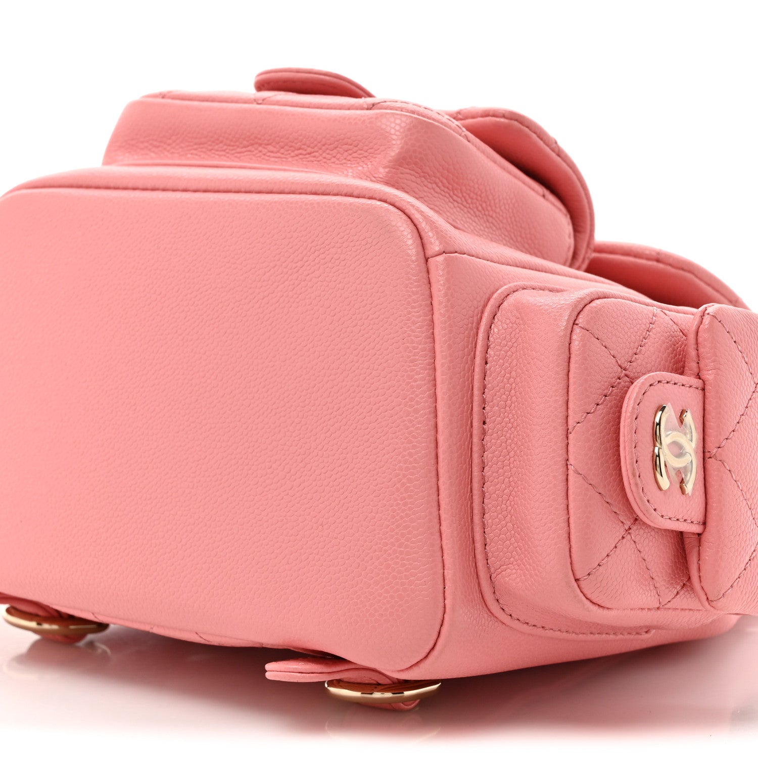 Chanel Shiny Caviar Quilted Small Pockets Drawstring Backpack Pink 9 of 11