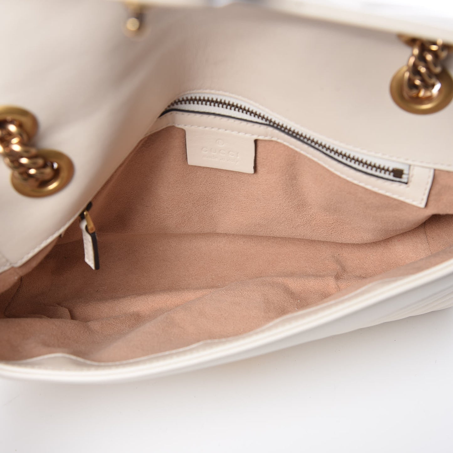 Calfskin Matelasse Small GG Marmont Shoulder Bag White
