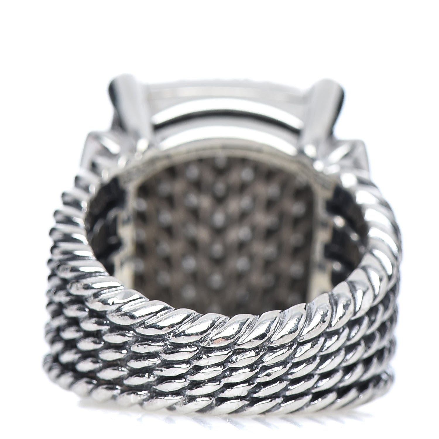 David Yurman Sterling Silver Diamond 20mm Wheaton Ring 54 7 4 of 5