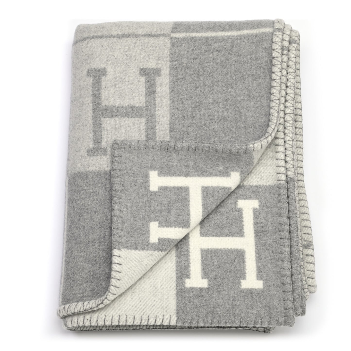 Wool Cashmere Avalon III Blanket Ecru Gris Clair