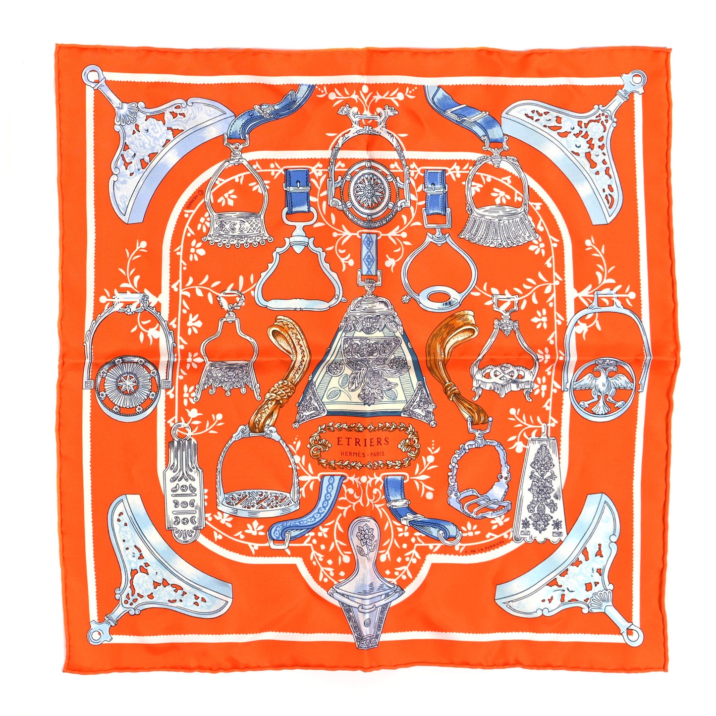 Silk Etriers Remix Scarf 45 Orange Ciel