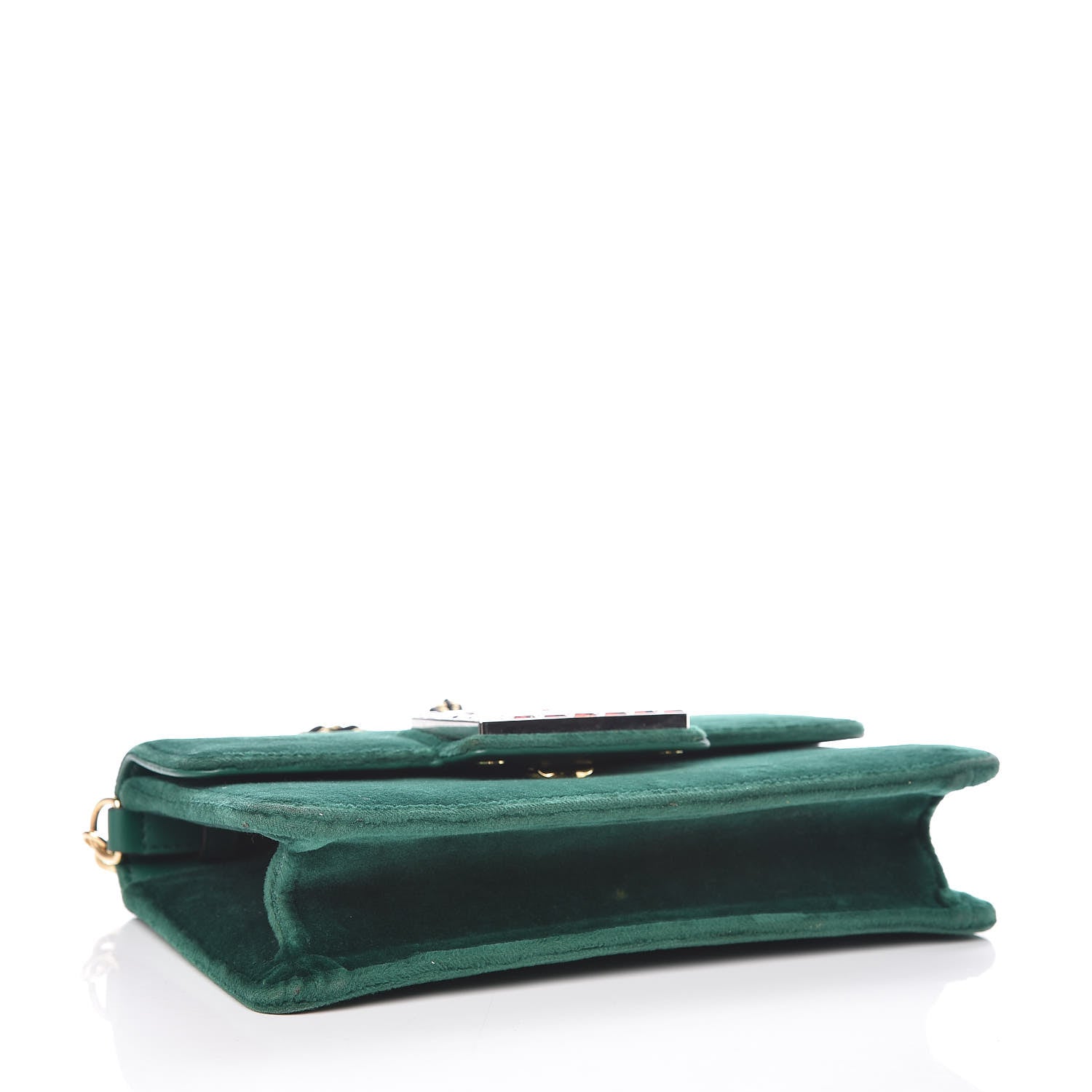 Gucci Velvet Crystal Square G Shoulder Bag Green 4 of 9