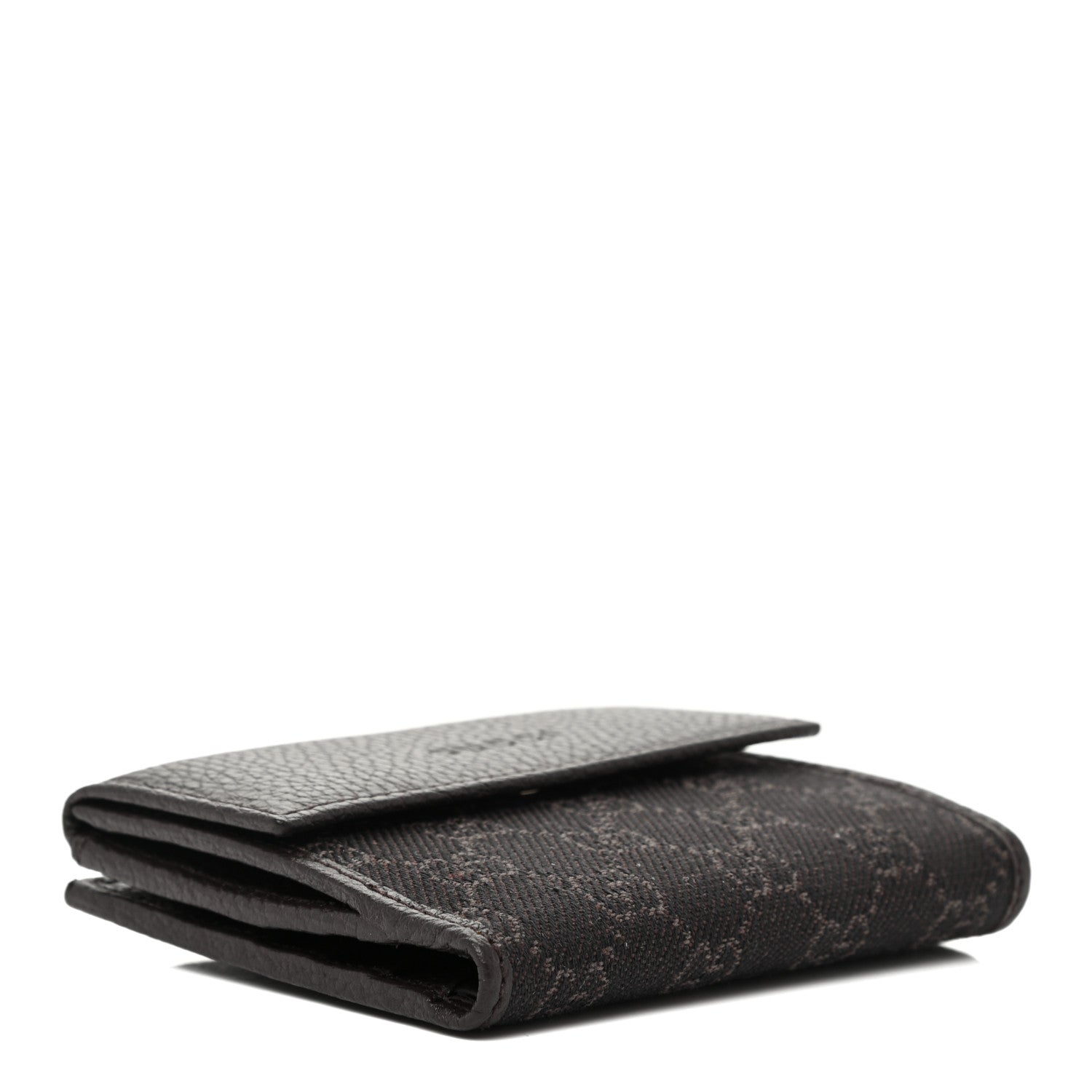 Gucci Calfskin Denim Monogram French Flap Wallet Brown 3 of 11