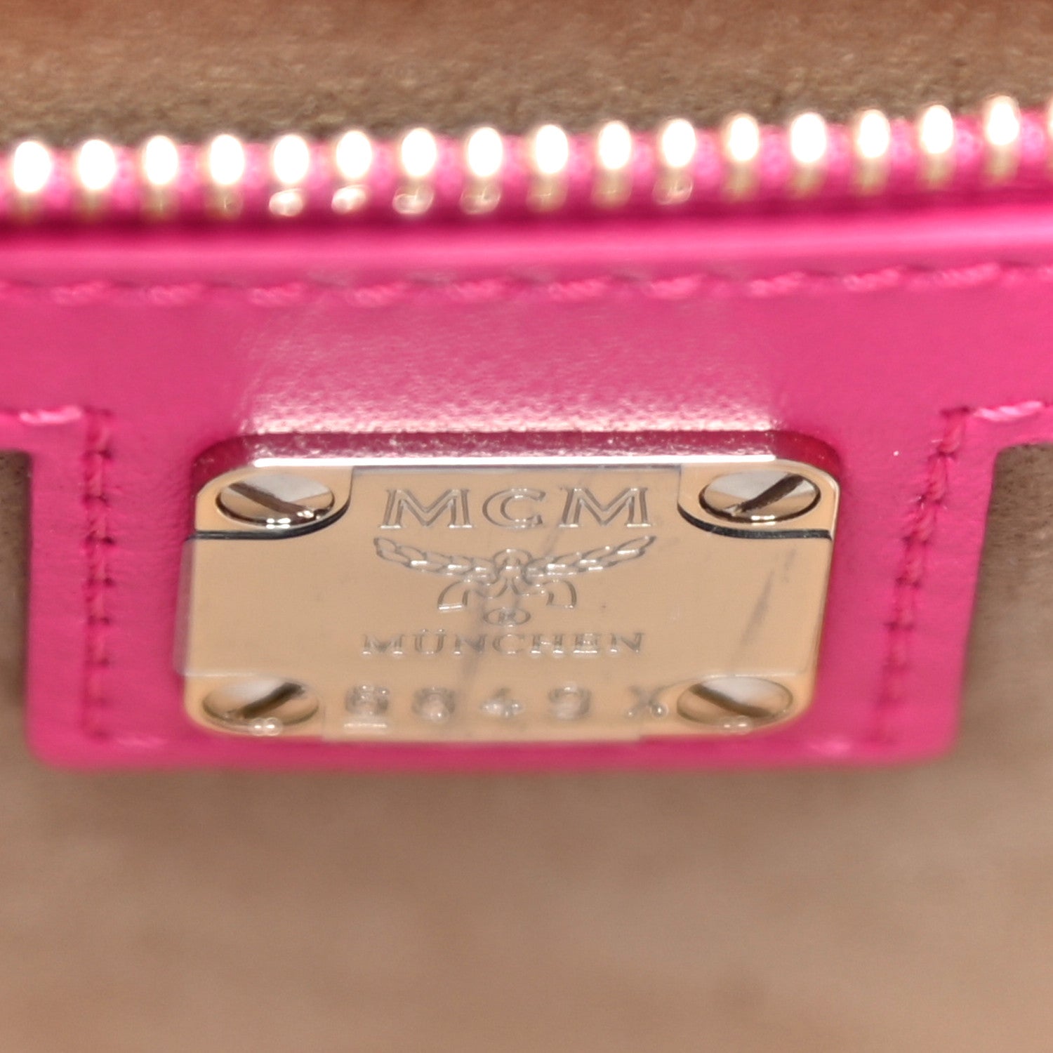 MCM Visetos Small Patricia Satchel Pink 6 of 9