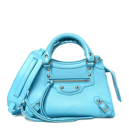 Balenciaga Grained Calfskin Neo Classic Silver Hardware Mini City Azur 1 of 10