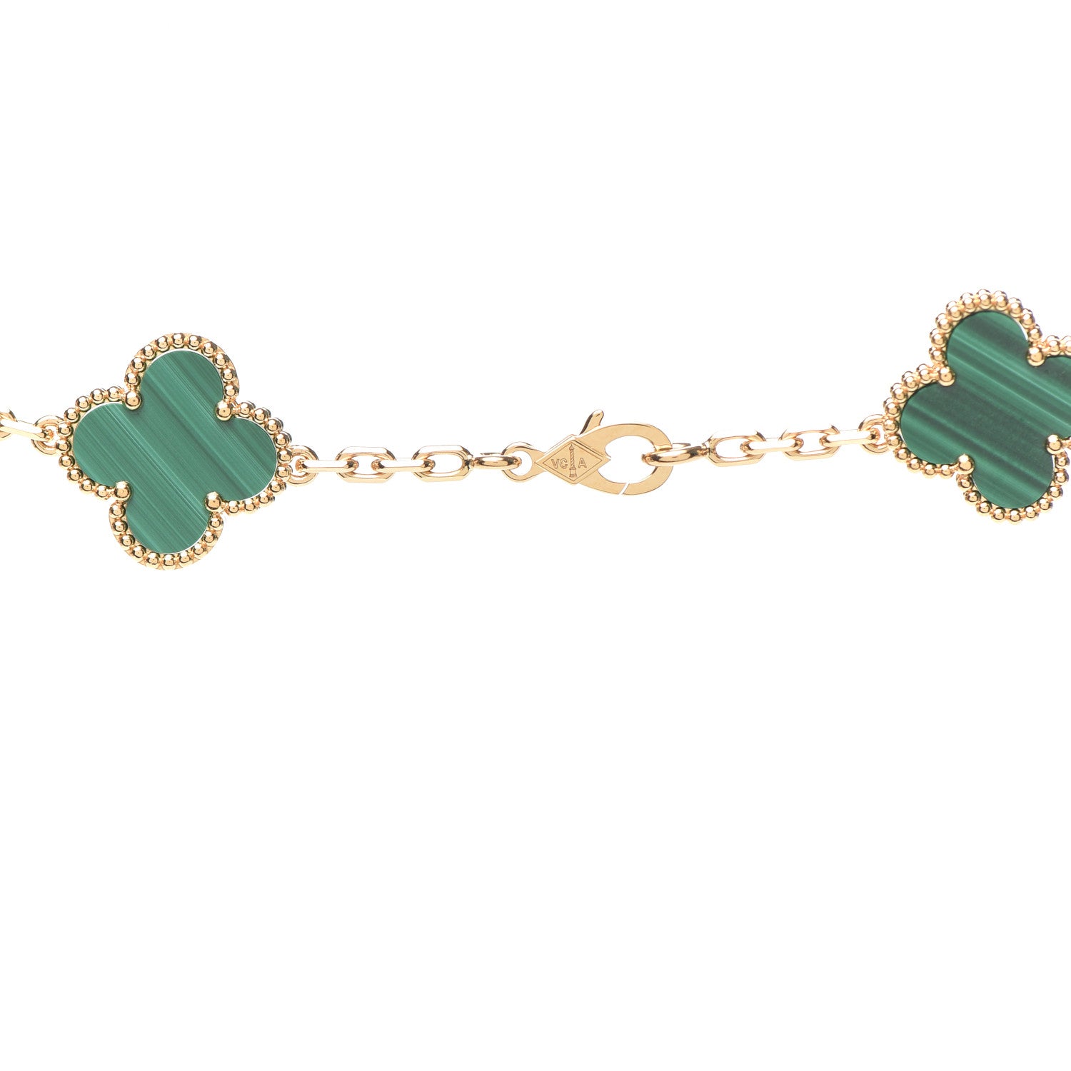 Van Cleef & Arpels 18K Yellow Gold Malachite 20 Motifs Vintage Alhambra Necklace 4 of 8