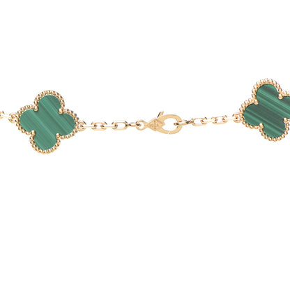 Van Cleef & Arpels 18K Yellow Gold Malachite 20 Motifs Vintage Alhambra Necklace 4 of 8