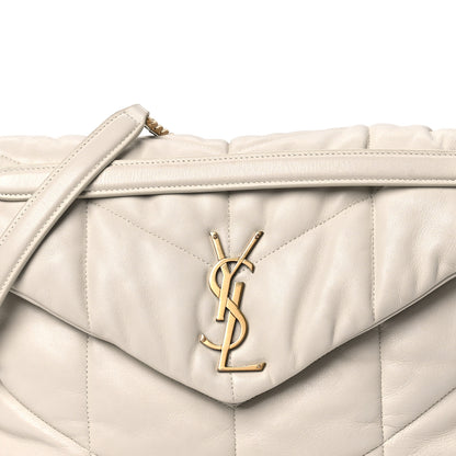 Saint Laurent Lambskin Quilted Medium Loulou Puffer Monogram Chain Satchel Crema Soft 8 of 12