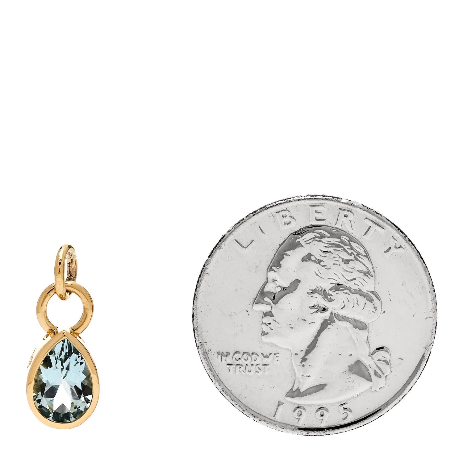 Foundrae 18K Yellow Gold Aquamarine Forever & Always Pear Pendant 2 of 5