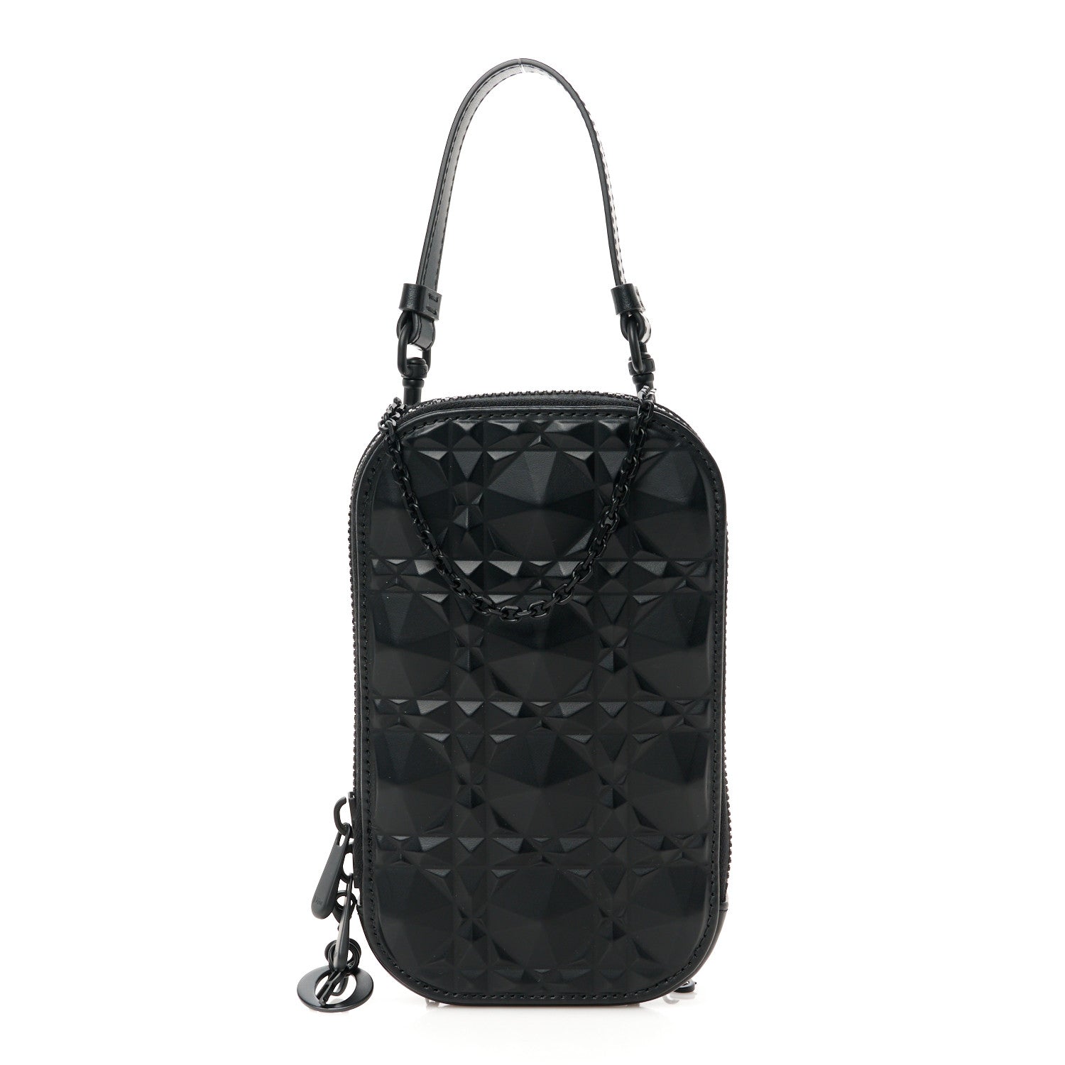 Christian Dior Calfskin Cannage Diamond Cannage Phone Holder Black 1 of 10