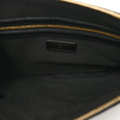 Chanel Calfskin Quilted Pearl Medium Cosmetic Case Black 5 of 9